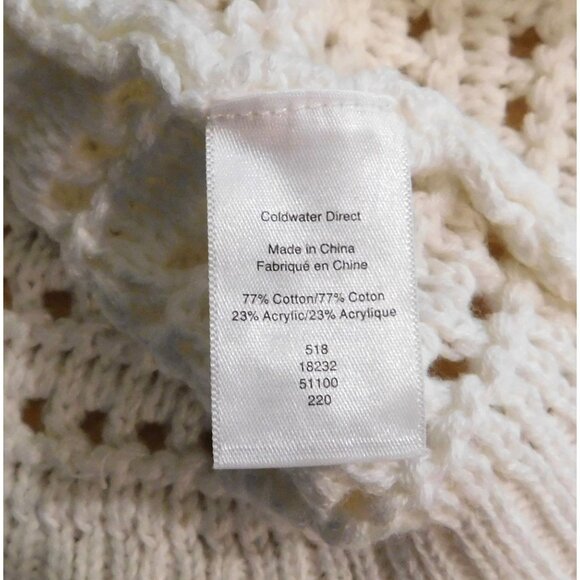 Coldwater Creek Sweater Womens 2X White Crochet Pullover Short Sl Cotton Acrylic - Picture 5 of 5